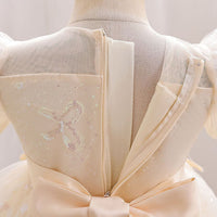 Girls Beige Sweetheart Neck Princess Partywear Dress Party Dresses   