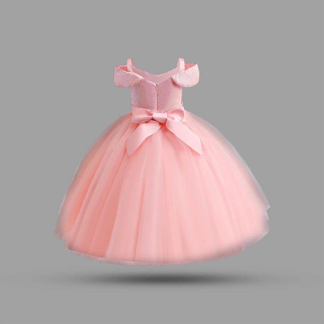 Girls Pink Sequined Sling Princess Fluffy Partywear Dress Party Dresses   