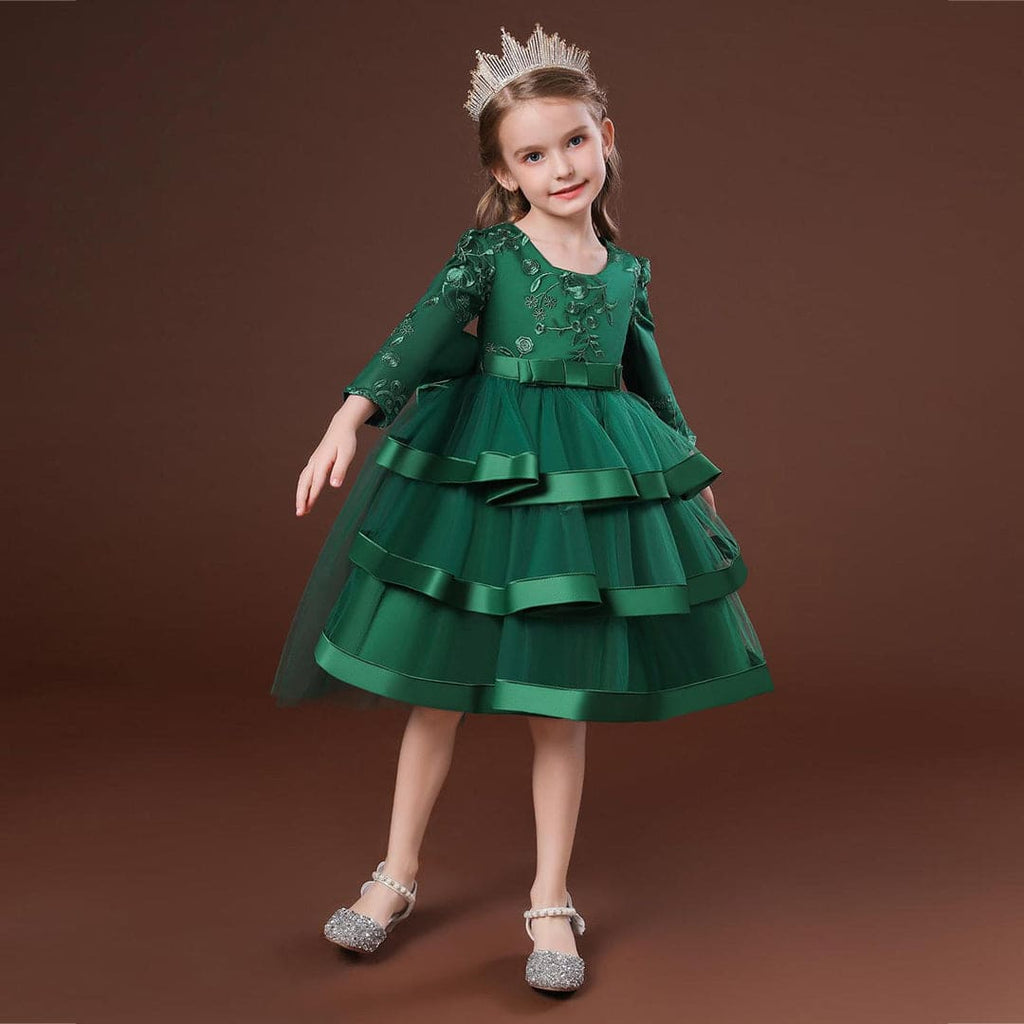 Girls Green Princess Partywear Dress Party Dresses Green 3-4 Y 