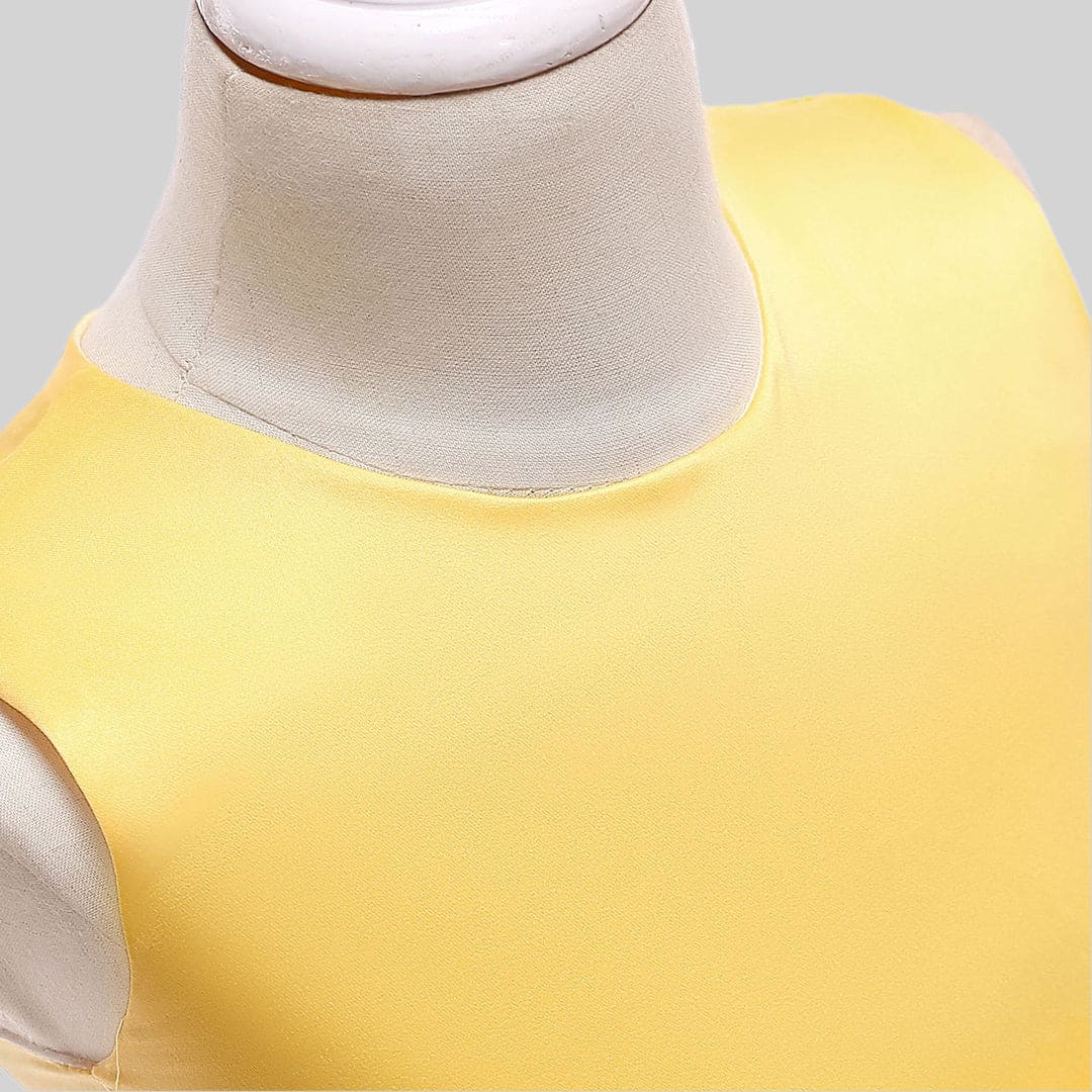 Girls Yellow Puffy Lace Princess Partywear Dress Party Dresses   