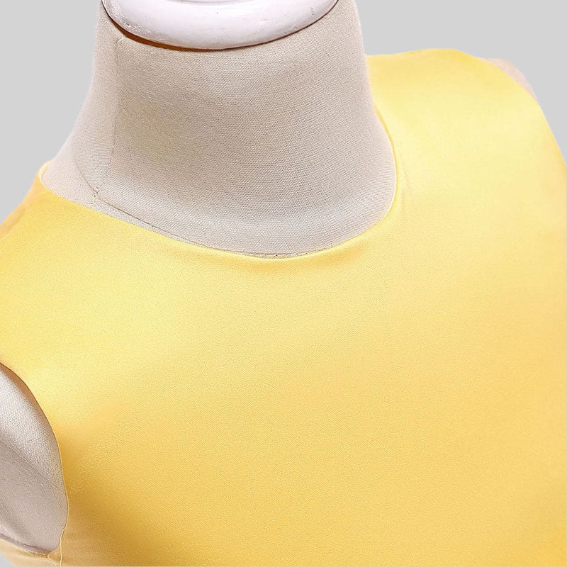 Girls Yellow Puffy Lace Princess Partywear Dress Party Dresses   