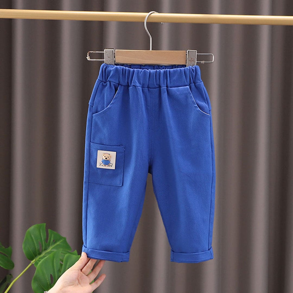 Boys Blue Elasticated Knee Pocket Trousers Pants Blue 1-2 Y 