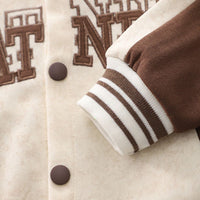 Boys Brown Varsity Jacket With T-Shirt & Trouser Set Sets   