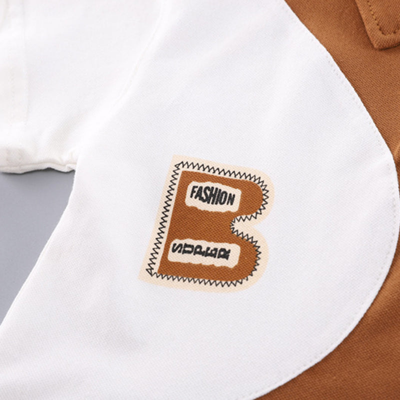 Boys Short Sleeve Brown Polo T-Shirt With Shorts Set Sets   