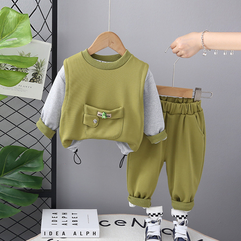 Boys Green Front Pocket Sweatshirt With Trouser Set Sets Green 1-2 Y 