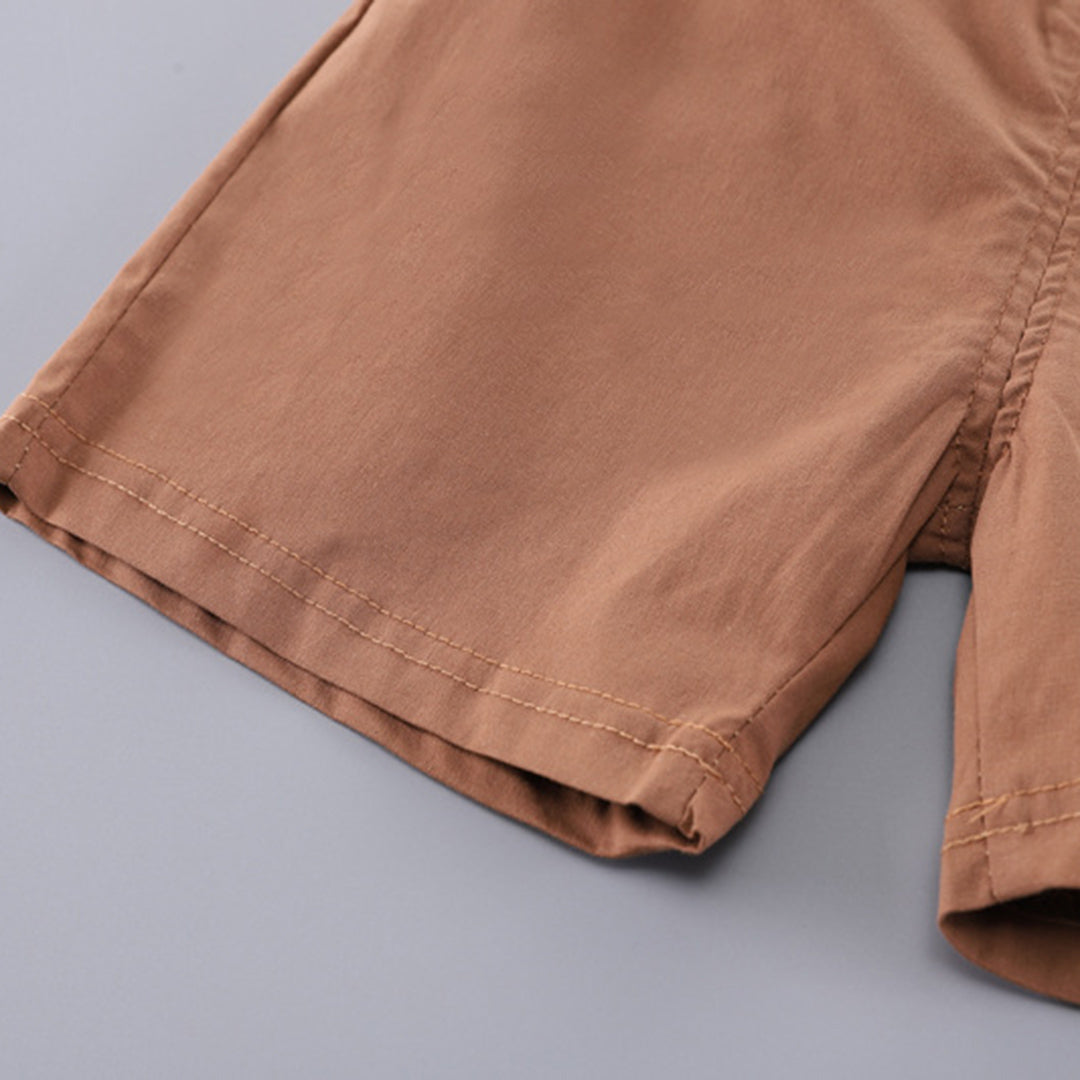 Boys Short Sleeve Brown Polo T-Shirt With Shorts Set Sets   