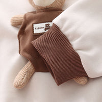 Boys Brown Color-blocked Pocket Teddy Sweatshirt With Trouser Set Sets   