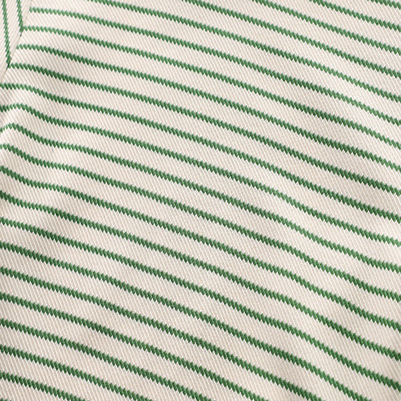 Boys Green Striped Sweatshirt With Denim Dungaree Set Sets   