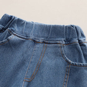 Boys White Striped Sweatshirt With Denim Jeans Set Sets   