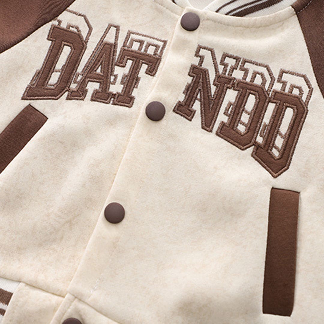 Boys Brown Varsity Jacket With T-Shirt & Trouser Set Sets   
