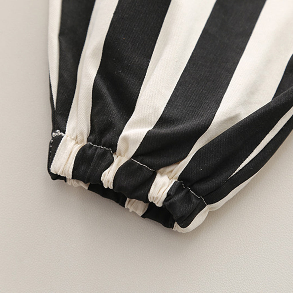 Boys Black Striped Panda Applique Sweatshirt & Dungaree Set Sets   