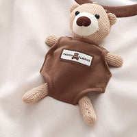 Boys Brown Color-blocked Pocket Teddy Sweatshirt With Trouser Set Sets   
