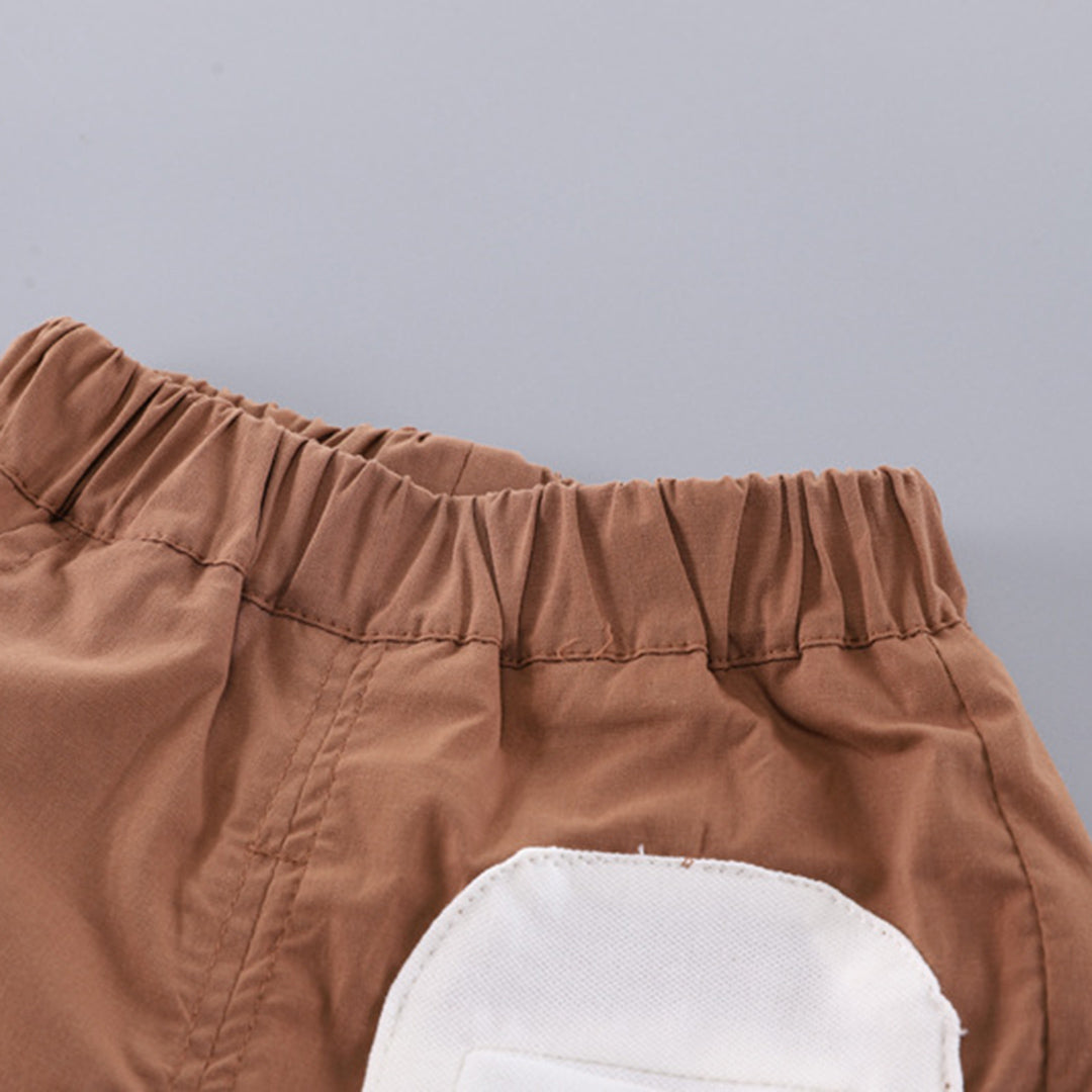 Boys Short Sleeve Brown Polo T-Shirt With Shorts Set Sets   