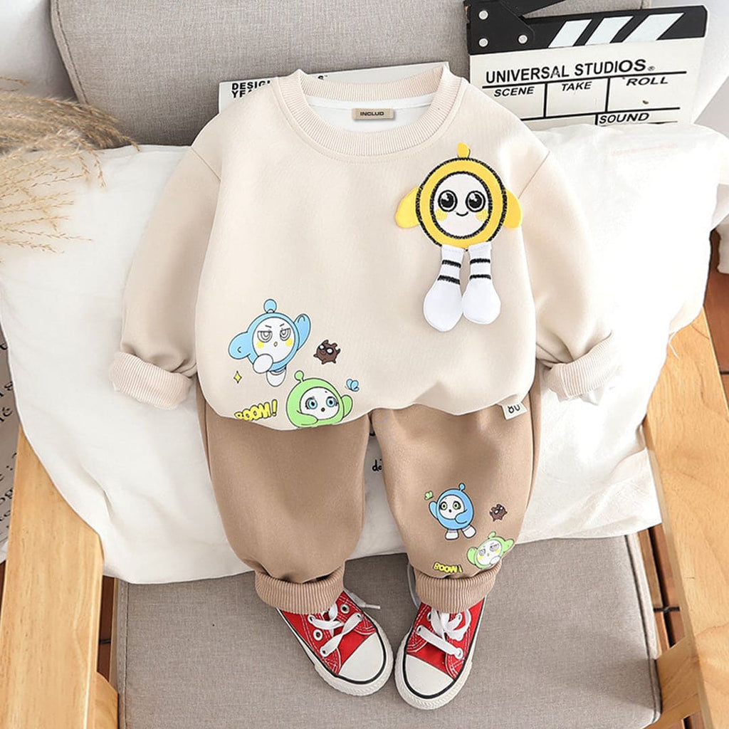 Boys Off White Printed Long Sleeves Sweatshirt With Trouser Set Sets Off White 1-2 Y 