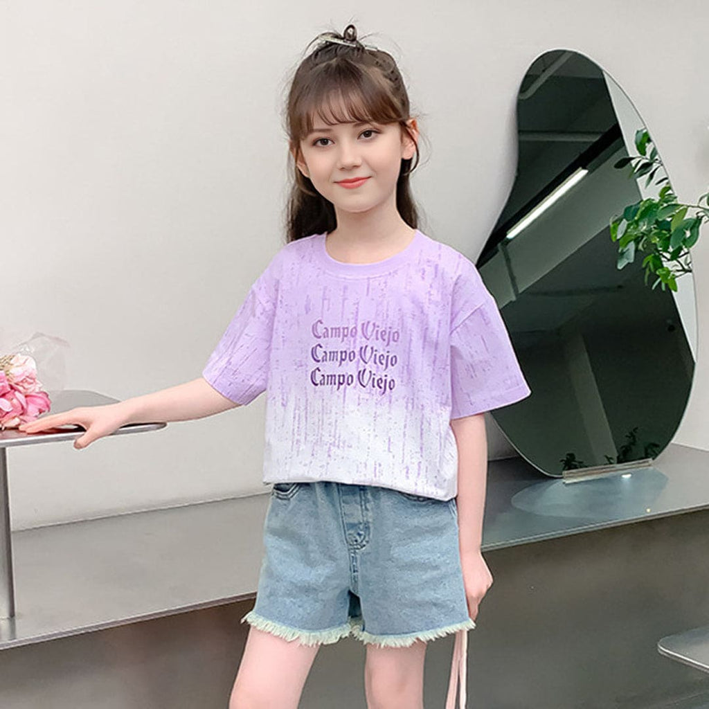 Girls Purple Ombre Printed Fashion Summer Top