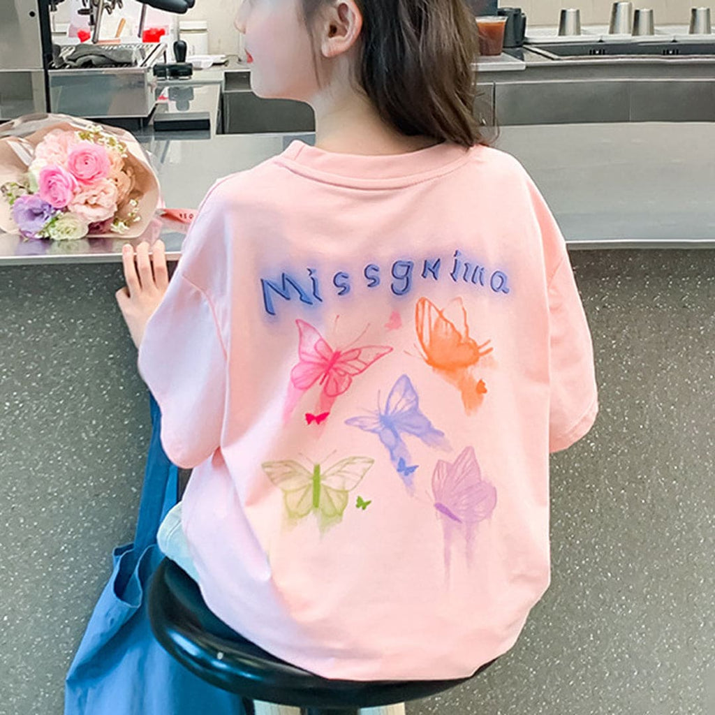 Girls Butterfly Back Printed Trendy Summer Fashion Top