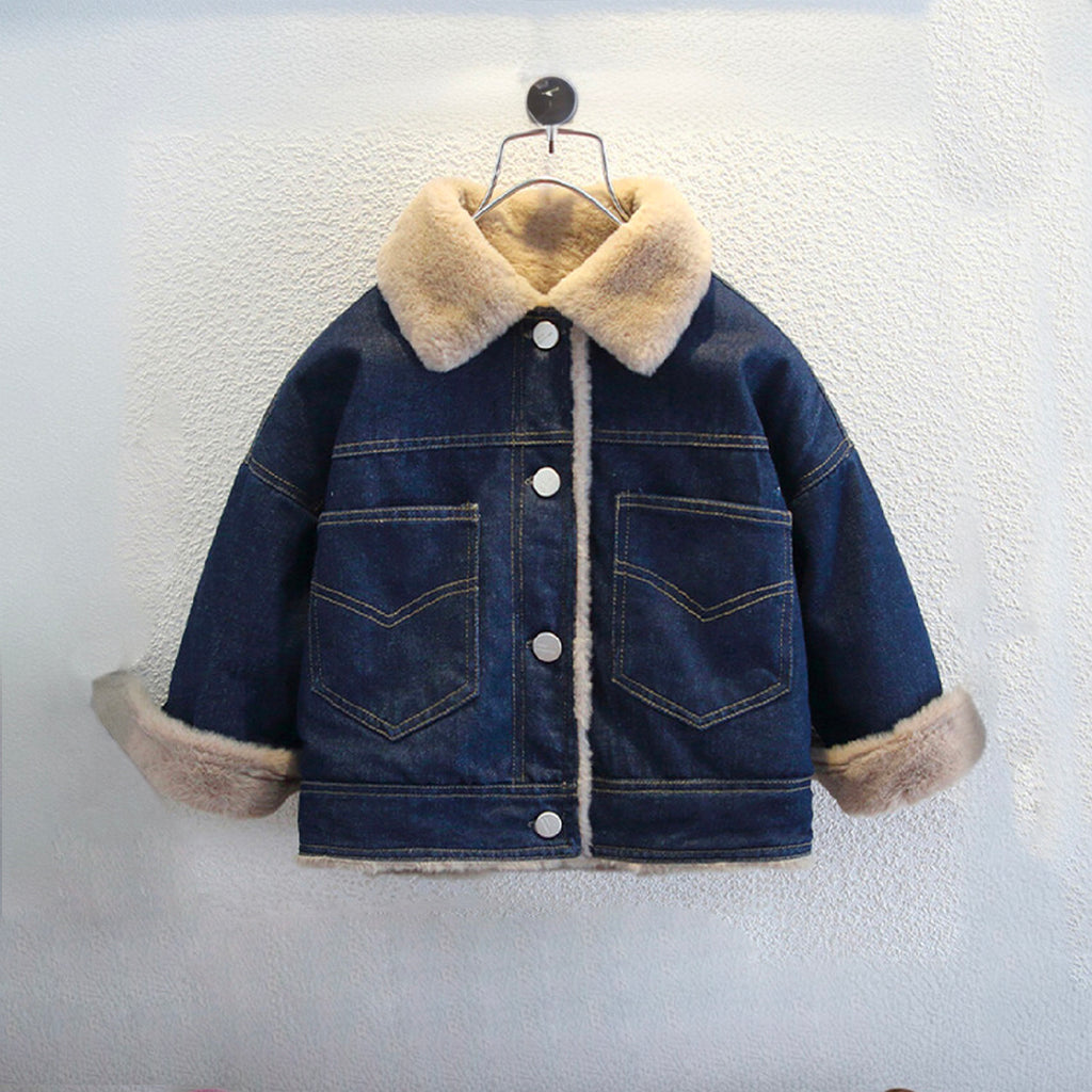 Girls Blue Denim Full Sleeves Denim Jackets Coats & Jackets Blue 3-4 Y