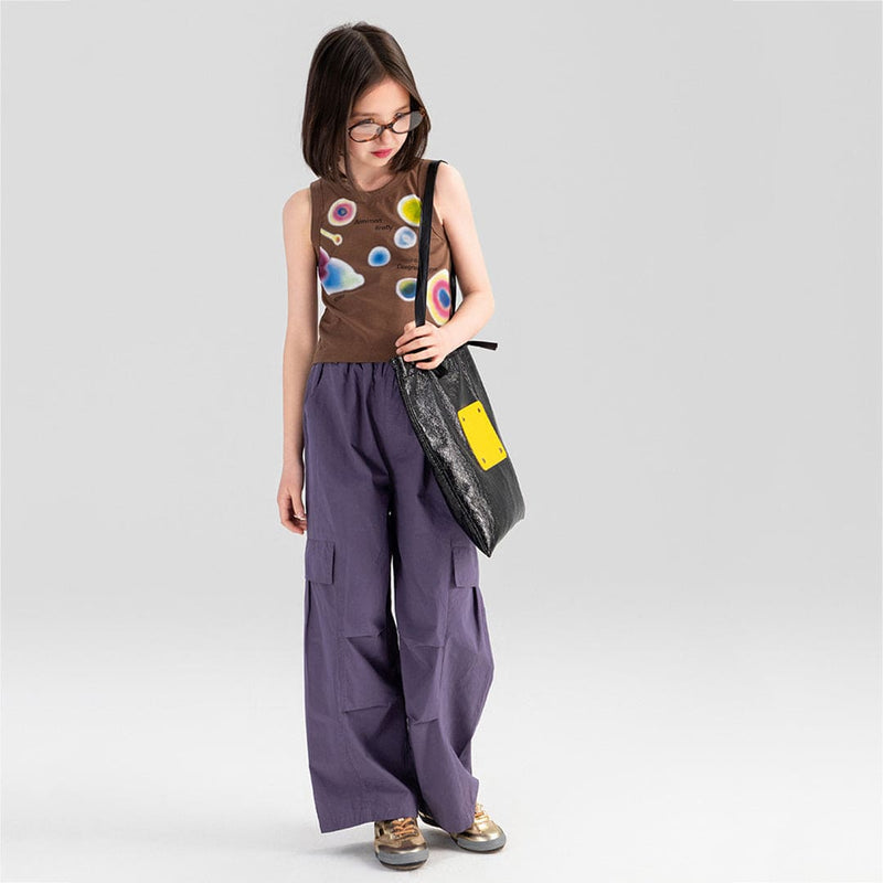 Girls Elasticated Loose Fit Pants With Pocket Flap Joggers   