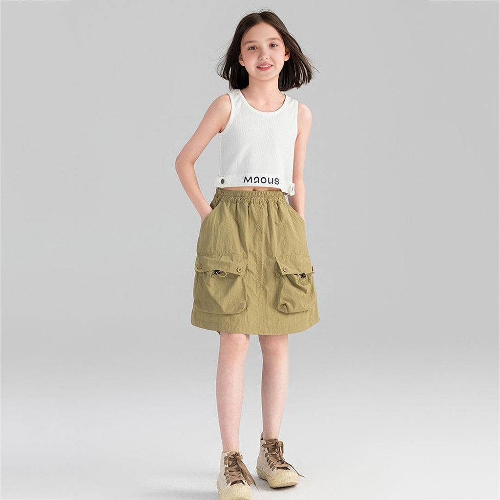 Girls Double Pocket Elasticated Skirt