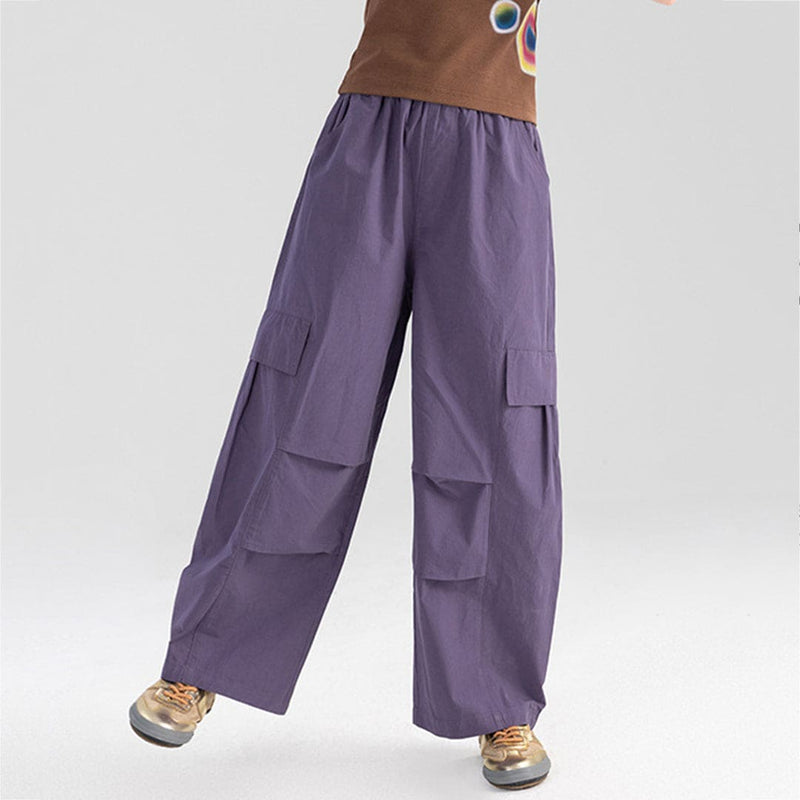 Girls Elasticated Loose Fit Pants With Pocket Flap Joggers   