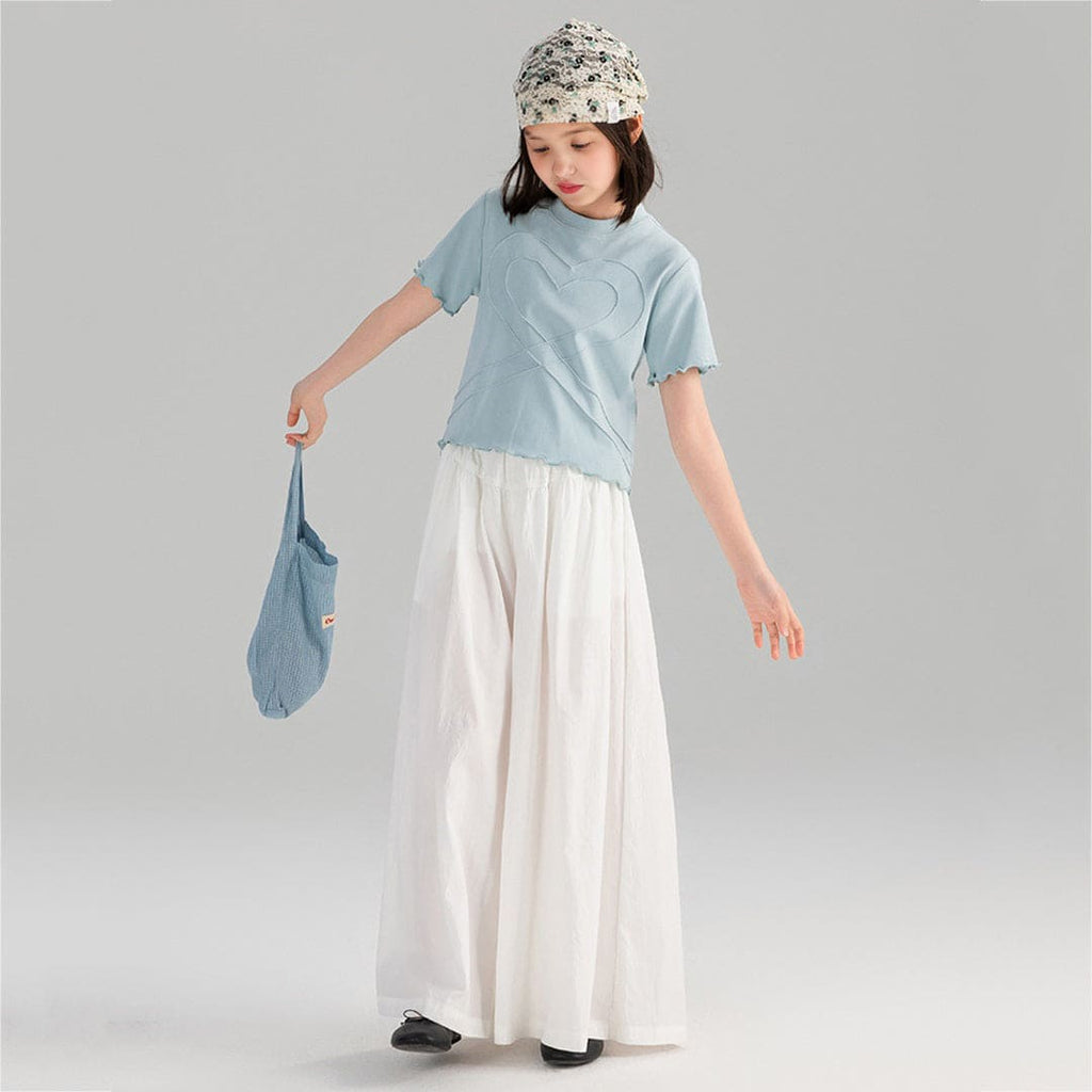 Girls White Elasticated Loose Fit Pants