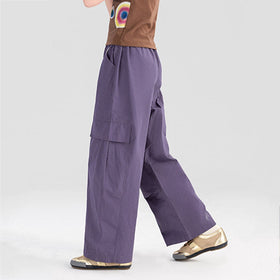 Girls Elasticated Loose Fit Pants With Pocket Flap Joggers   