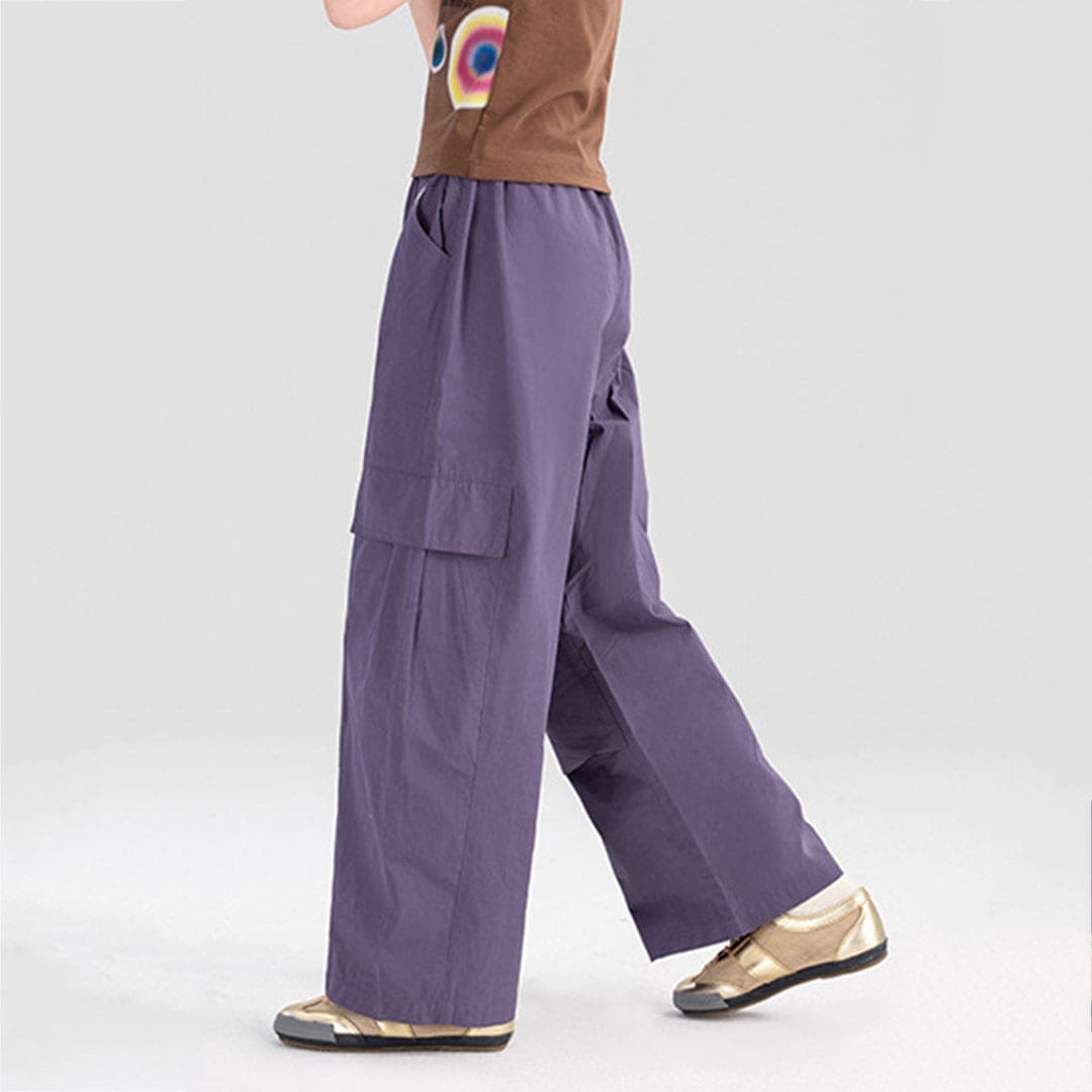 Girls Elasticated Loose Fit Pants With Pocket Flap Joggers   