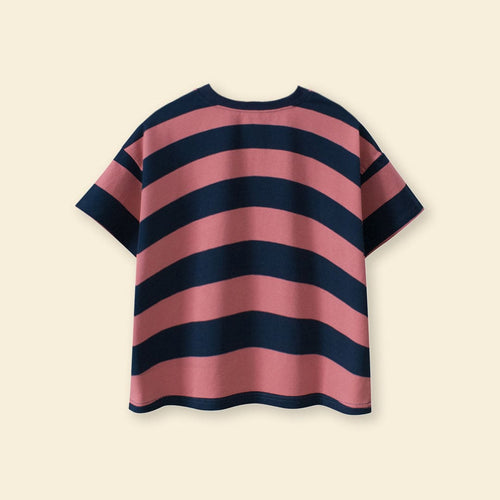 Boys Red Striped Short Sleeve T-Shirt Tshirts   