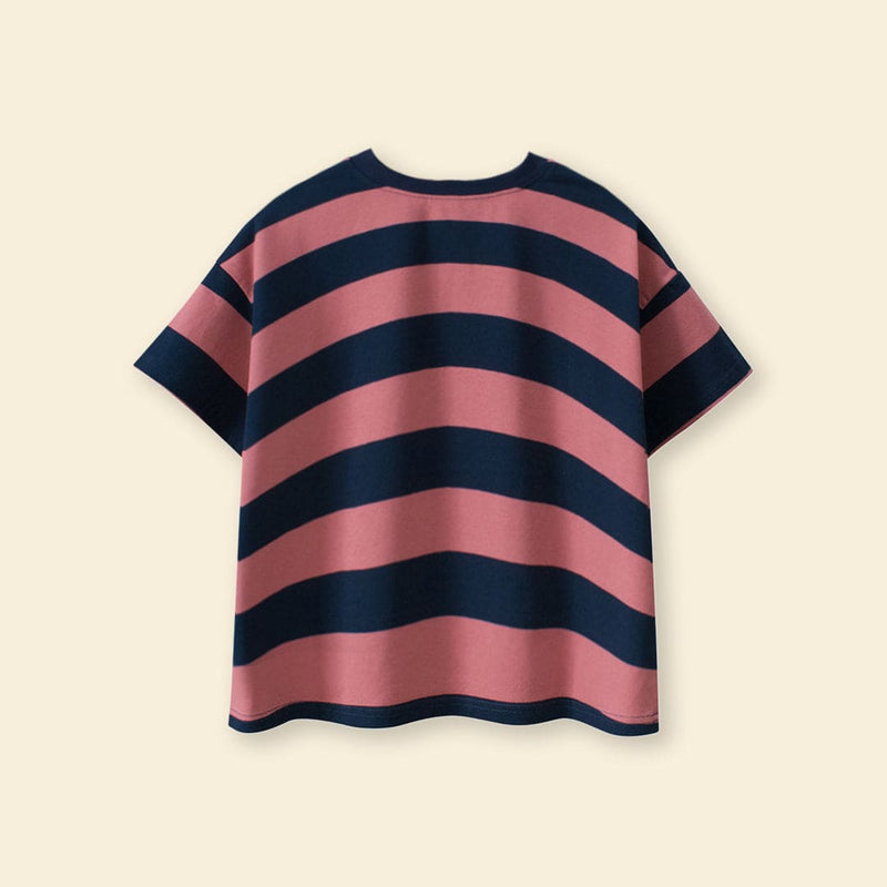 Boys Red Striped Short Sleeve T-Shirt Tshirts   