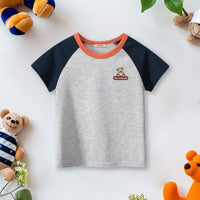 Boys Color-blocked Raglan Sleeves T-Shirt Tshirts Gray 1-2 Y 
