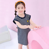 Girls Striped Sleeveless T-Shirt Dress Casual Dresses   