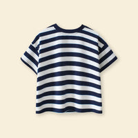 Boys White Striped Short Sleeves T-Shirt Tshirts   