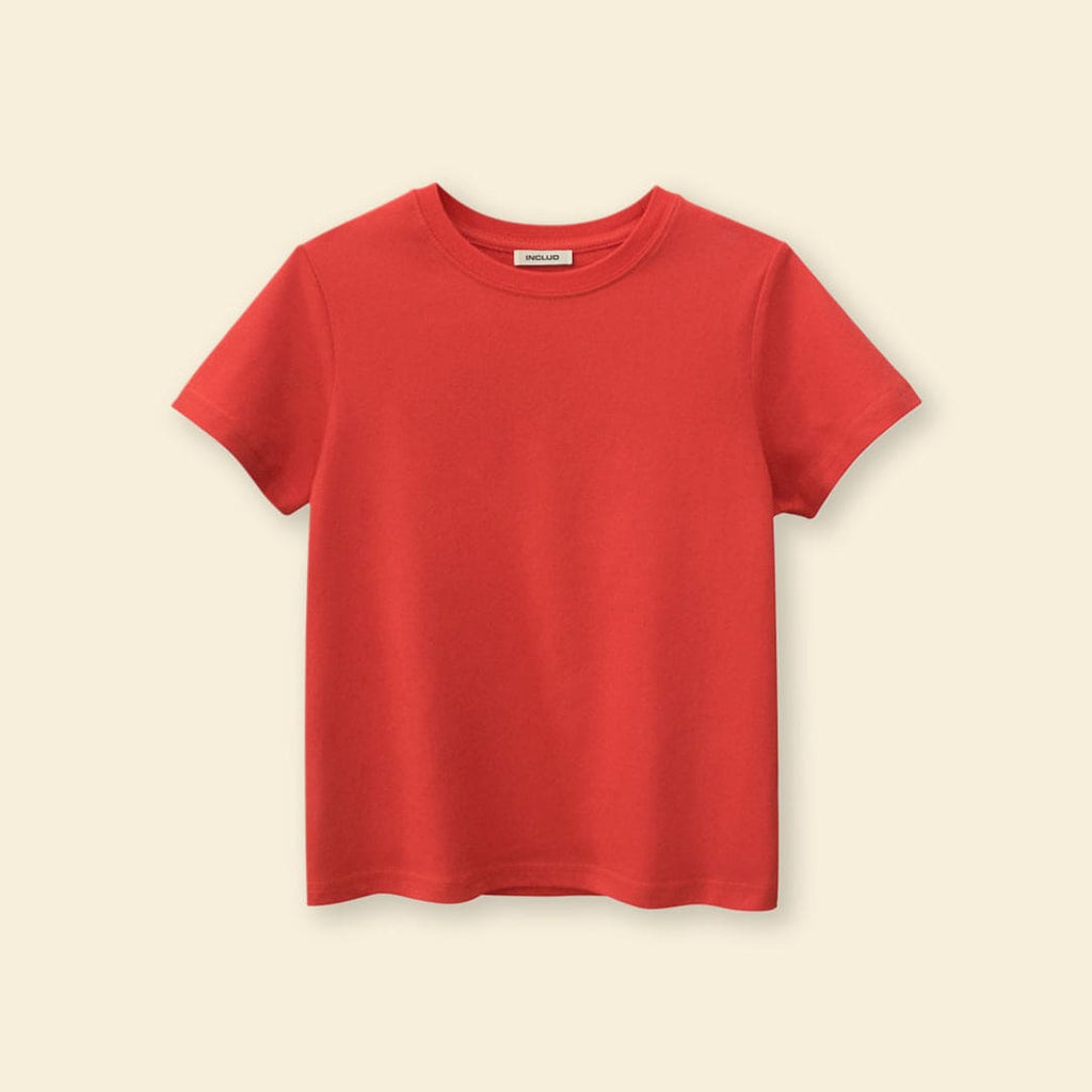 Boys Red Solid Short Sleeves T-Shirt