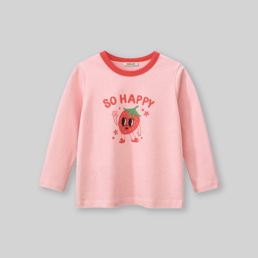 Girls Graphic Print Long Sleeves T-Shirt Tshirts   