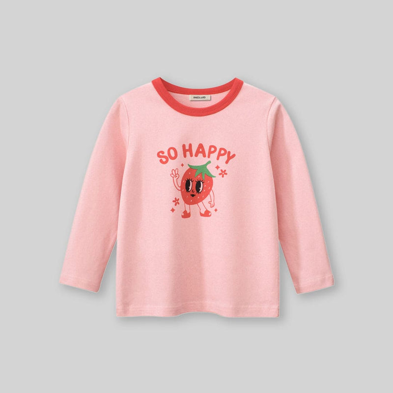 Girls Graphic Print Long Sleeves T-Shirt Tshirts   