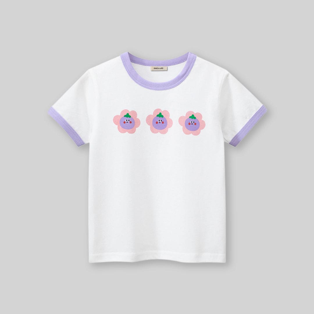 Girls White Printed Short Sleeves T-Shirt Tshirts   
