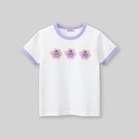 Girls White Printed Short Sleeves T-Shirt Tshirts   