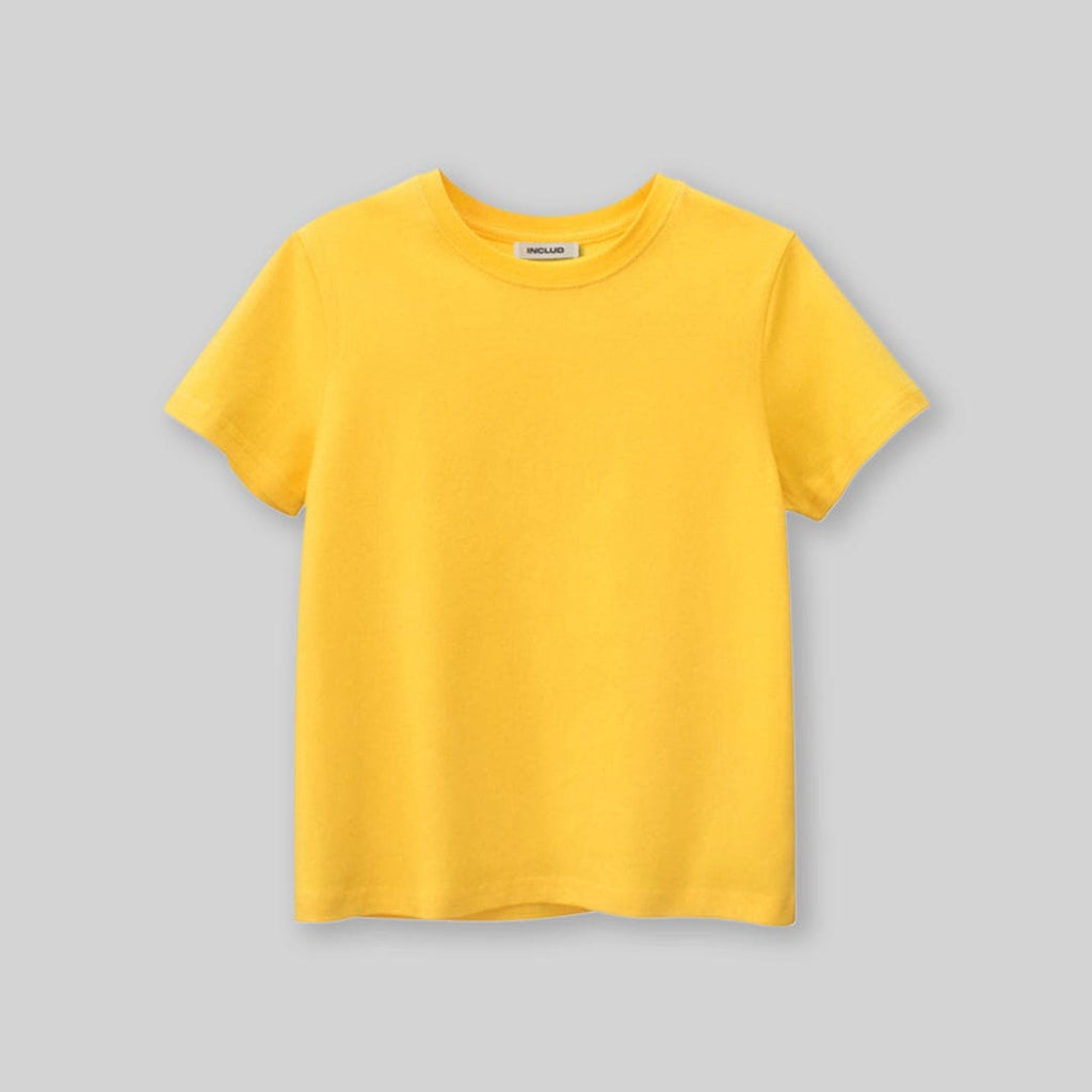 Boys Yellow Solid Short Sleeves T-Shirt