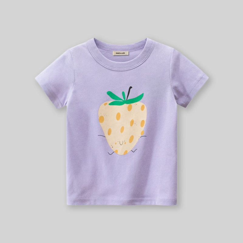 Girls Graphic Print Short Sleeves T-Shirt Tshirts   