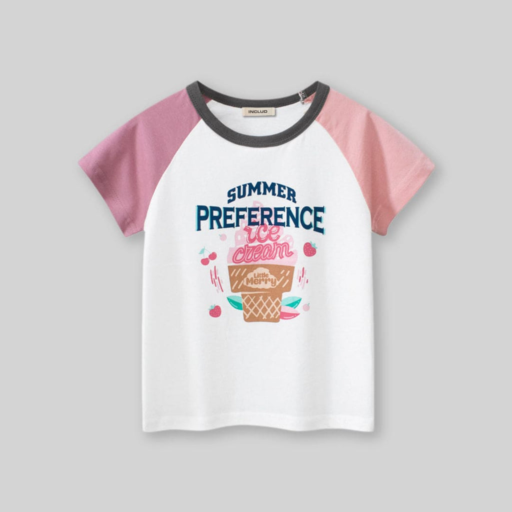 Girls Graphic Print Raglan Sleeves T-Shirt Tshirts   