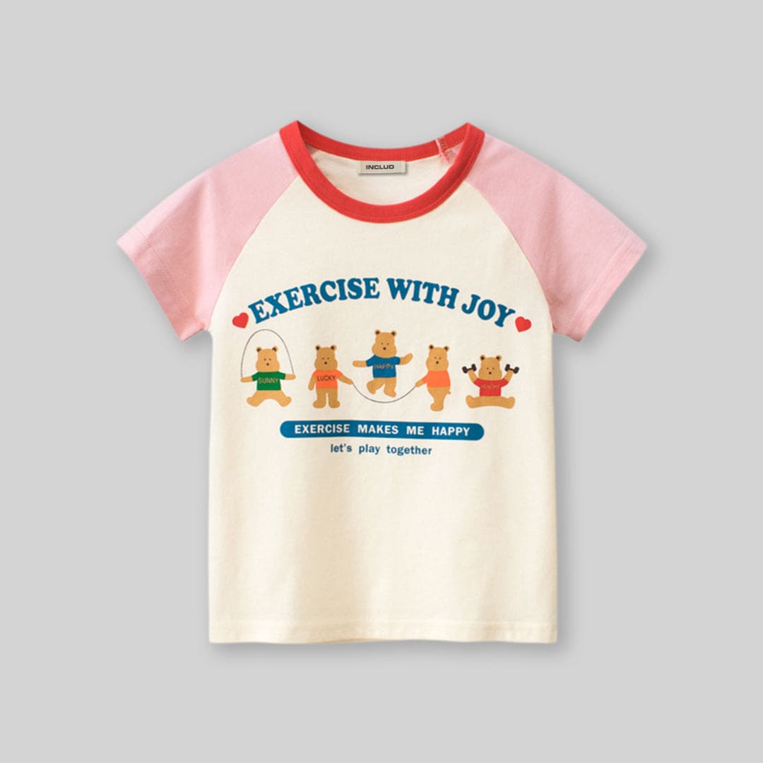 Girls Graphic Print Raglan Sleeves T-Shirt Tshirts   