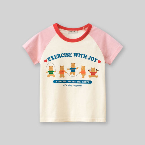 Girls Graphic Print Raglan Sleeves T-Shirt Tshirts   