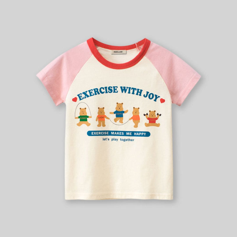 Girls Graphic Print Raglan Sleeves T-Shirt Tshirts   