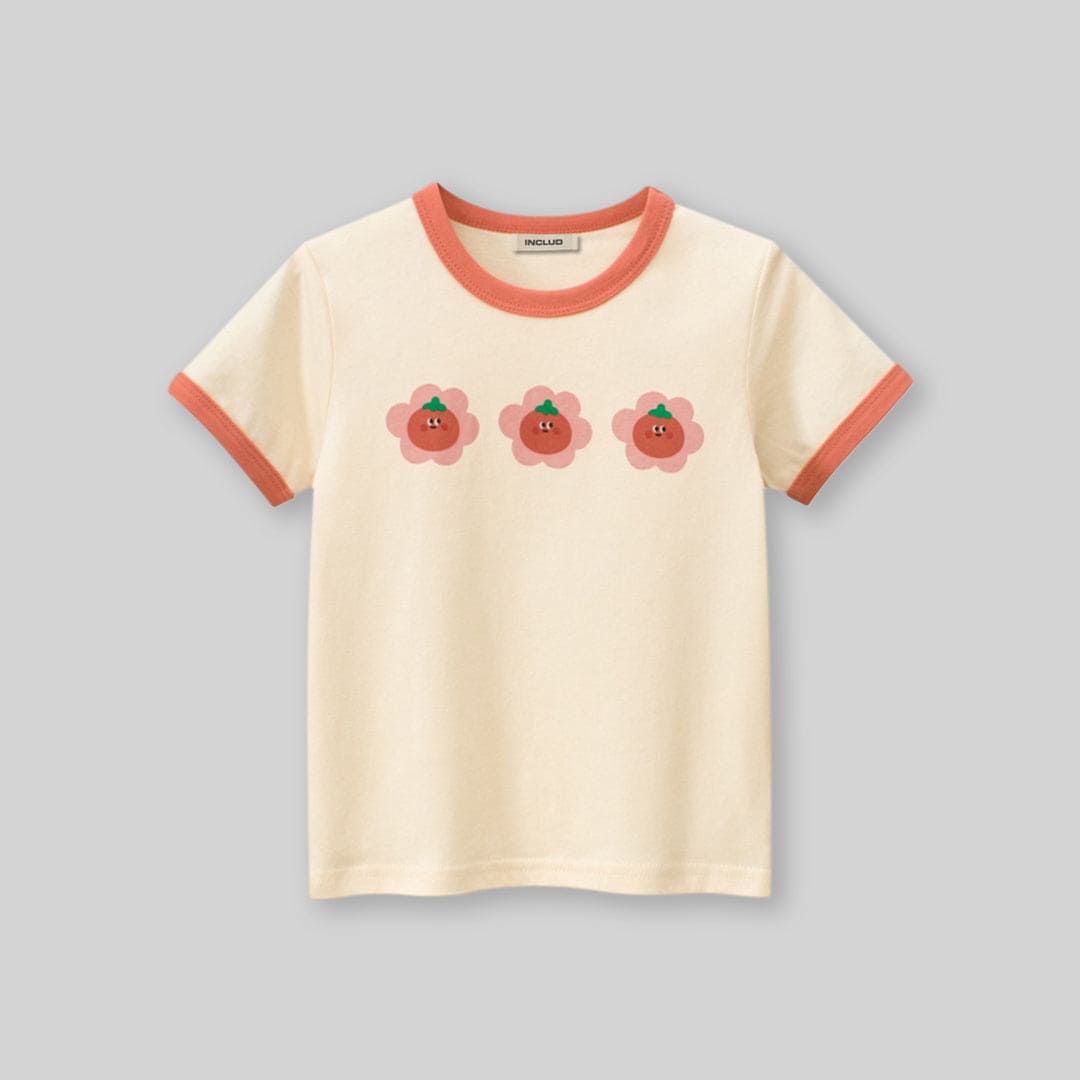 Girls Apricot Printed Short Sleeves T-Shirt Tshirts Apricot 1-2 Y 