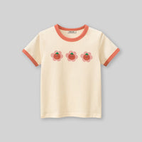 Girls Apricot Printed Short Sleeves T-Shirt Tshirts Apricot 1-2 Y 