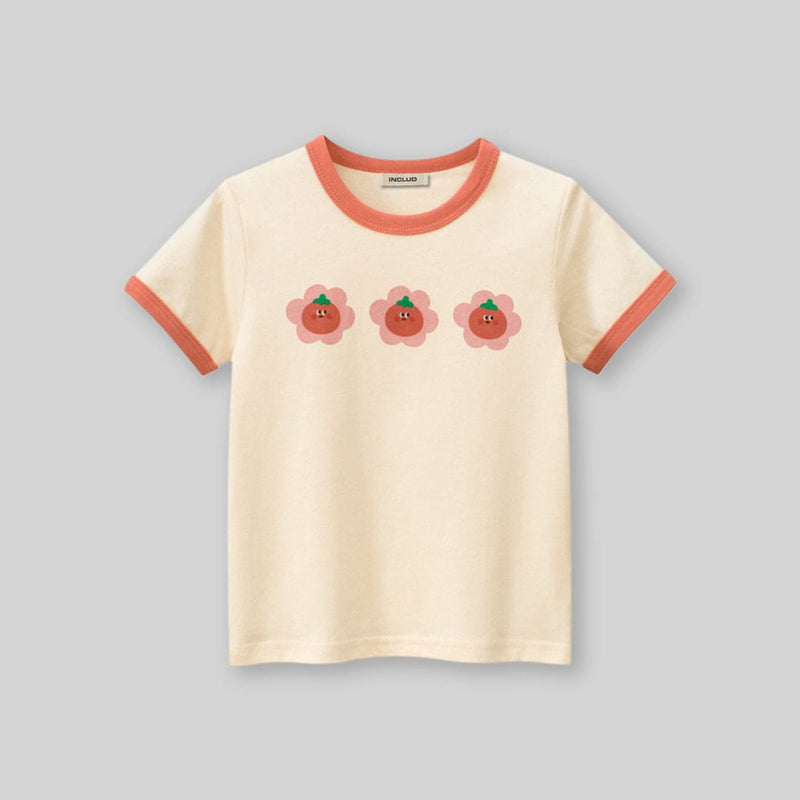 Girls Apricot Printed Short Sleeves T-Shirt Tshirts Apricot 1-2 Y 
