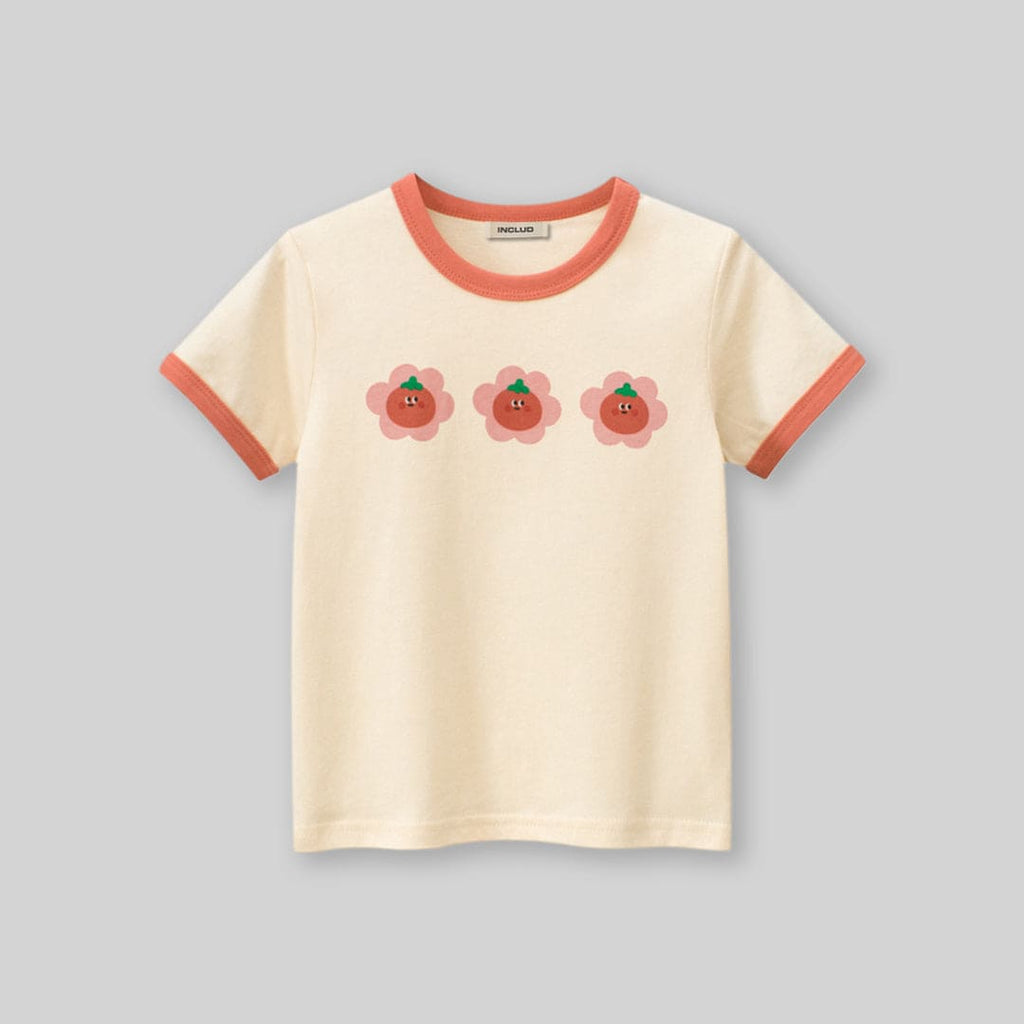 Girls Apricot Printed Short Sleeves T-Shirt