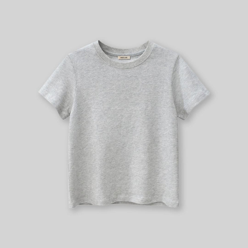 Boys Grey Solid Short Sleeves T-Shirt