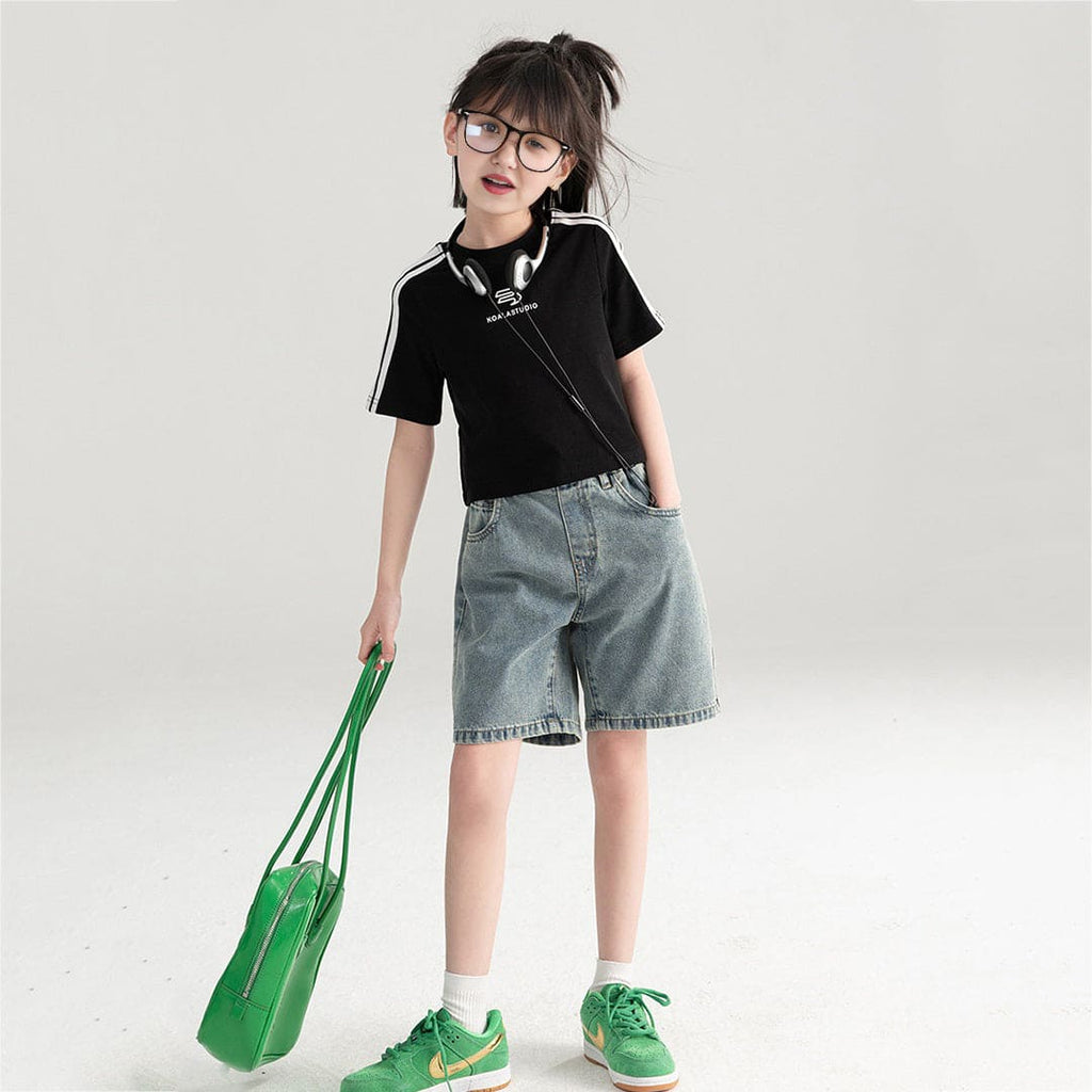 Girls Elasticated Denim Shorts Shorts   