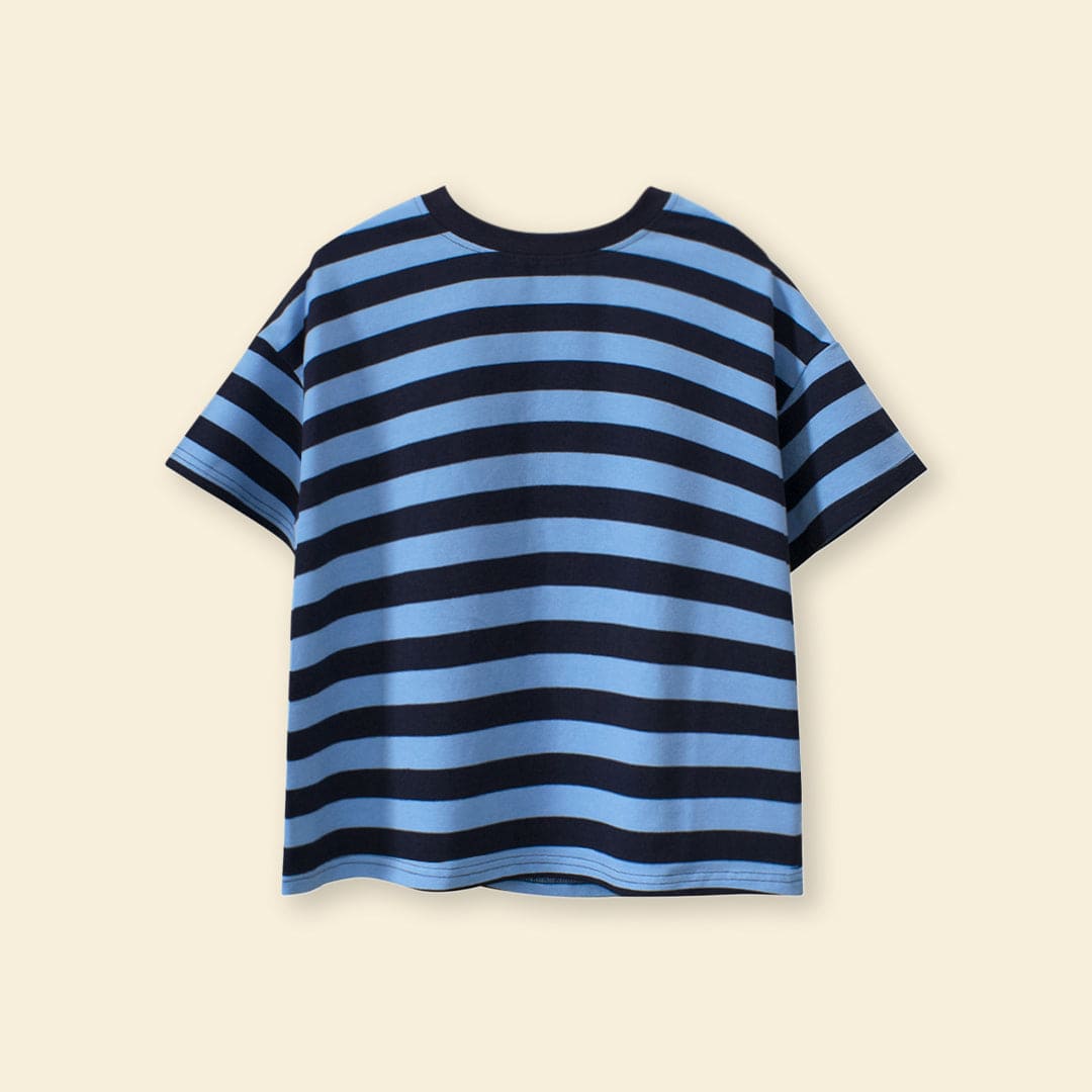 Boys Blue Striped Short Sleeves T-Shirt Tshirts   